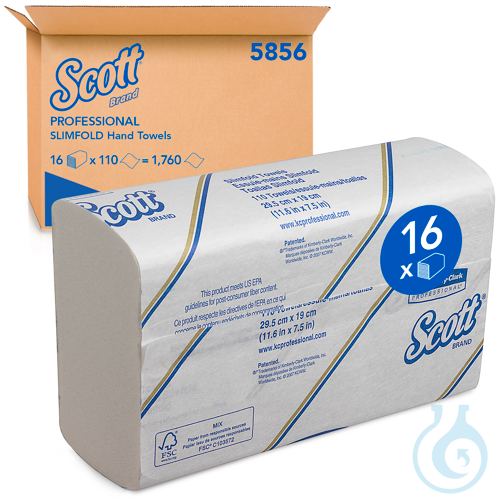 Scott® SLIMFOLD Handtücher - gefaltet / Weiß Lagen: 1 Größe: 29,50 cm x 19,00 cm