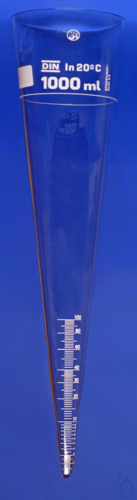 Sedimentation vessel/Imhoff graduated up to 100 ml, mark at 1000 ml, without