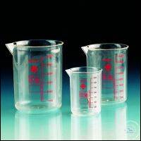 Beakers, PMP, red scale, 250 ml 250 ml : 25 ml