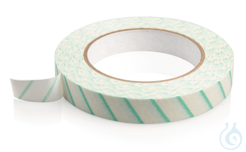 Sterilization indicator tape f.temp.ind., 50 m x 19 mm, crepe paper, self-adhesi