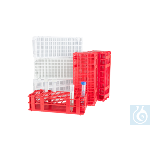 neoChoice Reagenzglasgestell für Autosampler, rot, 6 x 15 Löcher für Röhrchen mi
