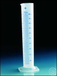 Graduated cylinders, PP, tall form, 500 ml : 5 ml, blue scale