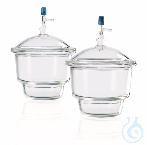 Desiccator, lid with socket NS 24/29, nom.size 200 mm, 270x368 mm, w.stopcock