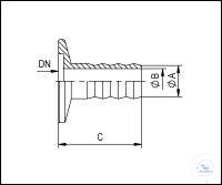 Hose Connector, Stainless Steel, DN 16 KF - DN 12