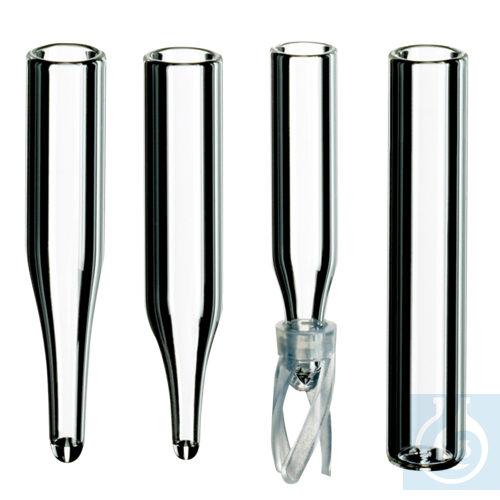 neochrom® Mikroeinsätze 0,1 ml Klarglas, silanisiert, konisch, mit Polymerfuß, 1