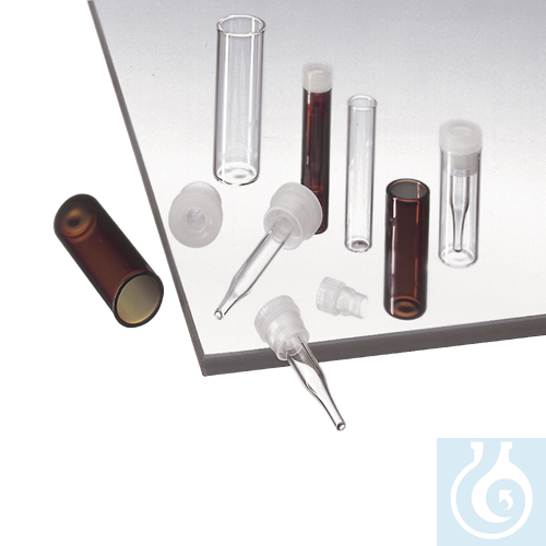neochrom® Flachbodengläser 1 ml, Klarglas mit 8 mm PE-Stopfen transparent, 40x8,