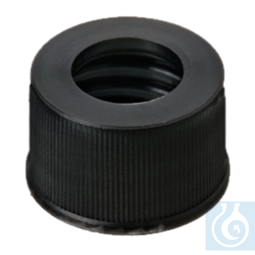 neochrom® Schraubkappen ND13 mit Loch, PP schwarz, 100 St./Pack