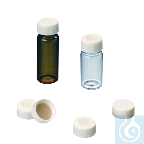 neochrom® Schraubkappen ND24 weiß, mit Loch, Septum Butyl rot/PTFE grau, 100 Stc