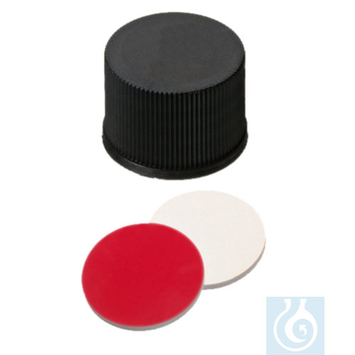 neochrom® Schraubkappen ND15 geschlossen, Butyl rot/PTFE grau, 100 Stck./Pack