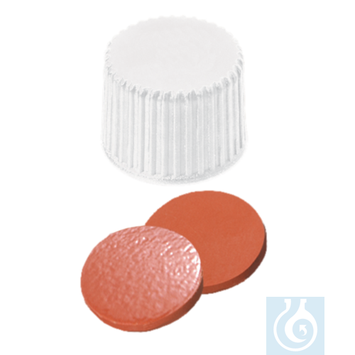 neochrom® Schraubkappen ND20 weiß geschl., Silikon weiß/PTFE rot, 100 Stck./Pack