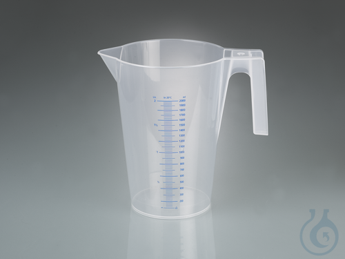 Graduated beaker, stackable, PP, 2000ml, w/ handle