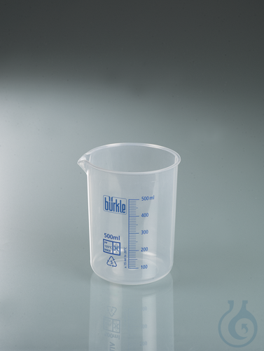 Laboratory/ Griffin beaker PP, 500 ml, blue scale