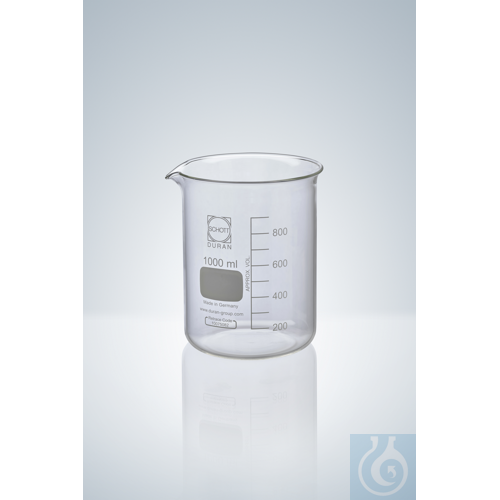 BEAKERS, LOW FORM DURAN 600 ML, WITH GRADUATION AND SPOUT