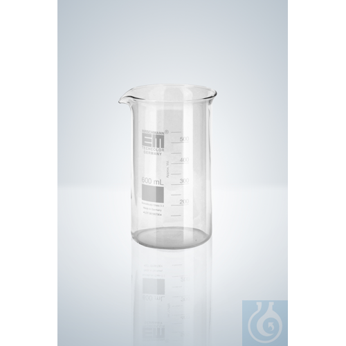 BEAKERS TALL FORM 600 ML, WITH GRADUATION AND SPOUT