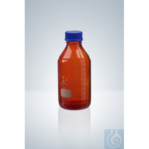 LAB.GLASS BOTTLES DURAN 500 ML, AMBER GLASS, PP-SCREW CAP GL45