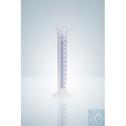 MEAS. CYLINDER B, PP 2000 ML, RING GRADUATION, BLUE GRAD.
