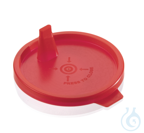 Press-on lid for urine beaker 758901, IVD, PE, red
