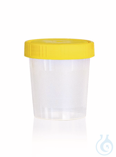 Universal container, PP, screw cap, grad. to 100 ml, y-sterile, yellow cap