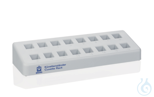 Cuvette rack, PP, grey, for 16 cuvettes, 210 x 70 x 38 mm