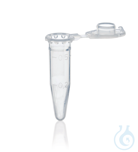 Microtube PP with lid locking, 0,5 ml, clear, pack of 500