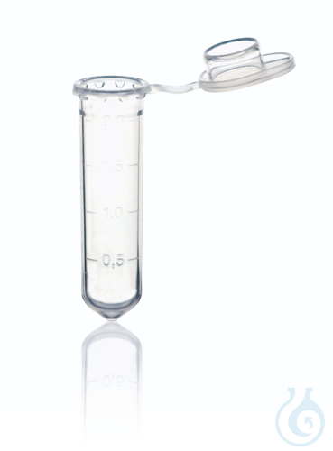 Microtube, PP, with lid, 2 ml, clear, pack of 500