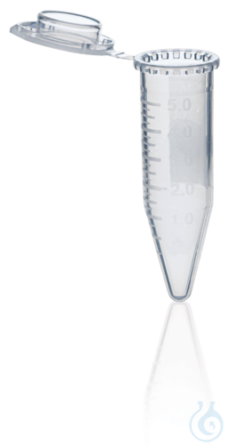 Microcentrifuge tube, PP, 5,0 ml, clear, with lid, pack of 250