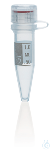 Microtube PP, attached screw cap PP, 1,5 ml, round bottom, non-sterile, grad.