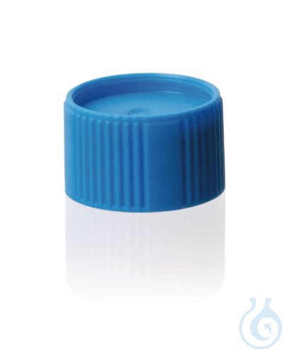 Screw cap PP, colored, with SI sealing, blue non-sterile temp. -196 up to 121°C