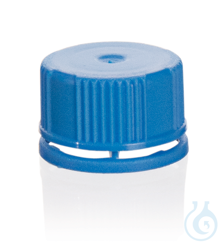 Tamper-evident screw cap, Silicone sealing, blue, non-sterile
