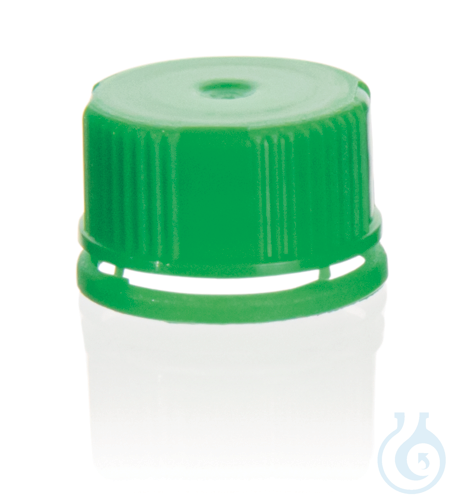 Tamper-evident screw cap, Silicone sealing, green, non-sterile