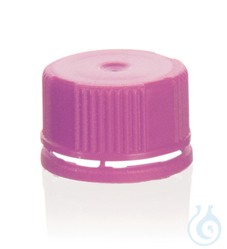 Tamper-evident screw cap, Silicone sealing, purple, non-sterile