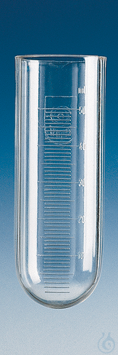 Centrifuge tube, PC, round, 100 ml dia.41 mm h.115 mm grad.subd.2 ml