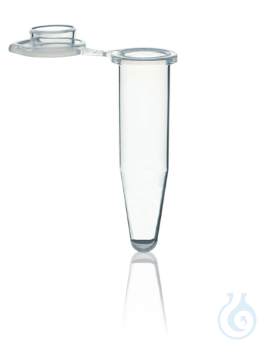 PCR-tube, individual, PP, with cap, 0,5 ml, colourless, attached flat cap