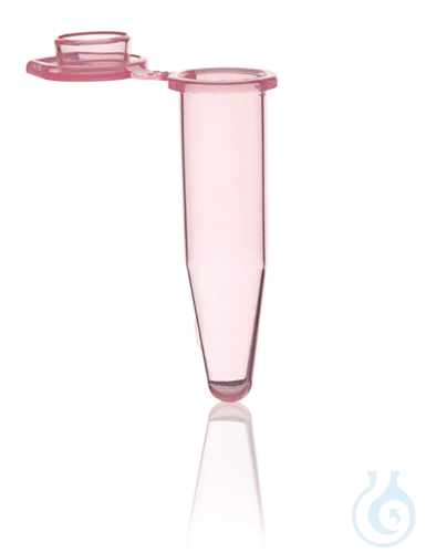 PCR-tube, individual, with cap, 0,5 ml, rose, attached flat cap