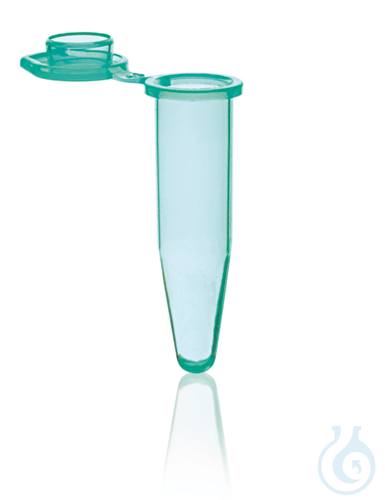 PCR-tube, individual, with cap, 0,5 ml, green, attached flat cap