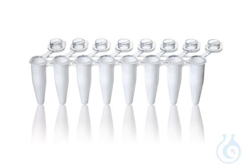 PCR-tube w.3 connectors strip/8 white, 0,2 ml att.cap Standard f. qPCR 120 p.