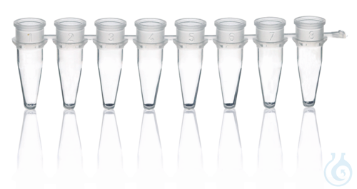 PCR-tube w.3 connectors strip/8 white, 0,15 ml att.cap Low Profile qPCR 120 p.