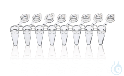 PCR-tube w.3 connectors strip/8 transp., 0,15 ml att.cap Low Profile qPCR 120 p.