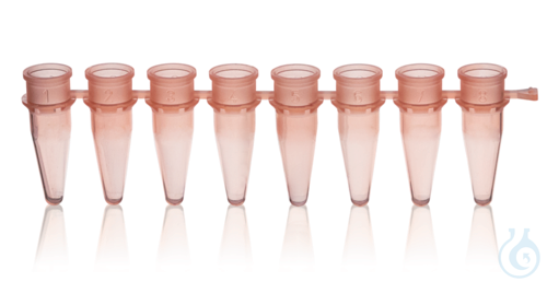 PCR-tube strip of 8 thin-walled w/o cap, 0,2 ml, rose, PP, 125 pcs.