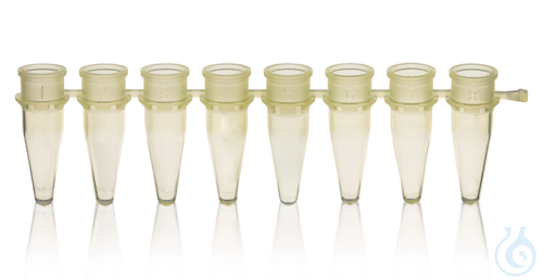 PCR-tube strip of 8 thin-walled w/o cap, 0,2 ml, yellow, PP, pack of 125
