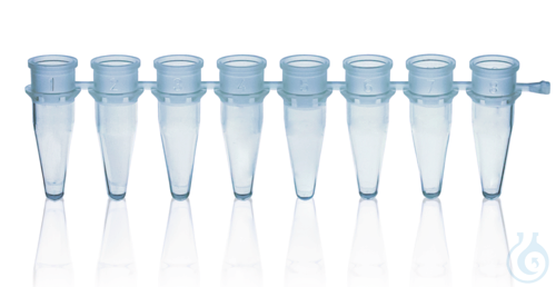 PCR-tube strip of 8 thin-walled w/o cap, 0,2 ml, blue, pack of 125