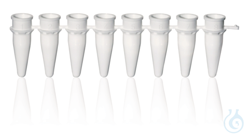 PCR-tube, strip of 8, without cap, 0,2 ml, white, for qPCR, pack of 125