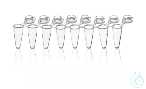 PCR-tube strips of 8 PP att.single caps, 0,15 ml Low Profile for qPCR 120 strips