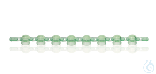 PCR caps strip of 8 PP domed f.PCR-tubes, green, pack of 125