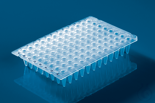 96-well PCR plate, colorless, non-skirted, elev.wells, f. qPCR, 50 p.