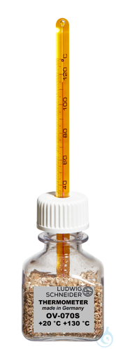Bottle thermometer for ovens, +20+130:1 °C, ID total, TL 135 mm, bottle 30 ml
