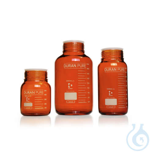 DURAN® PURE GLS 80® Bottle, amber, protective cover, without screw cap