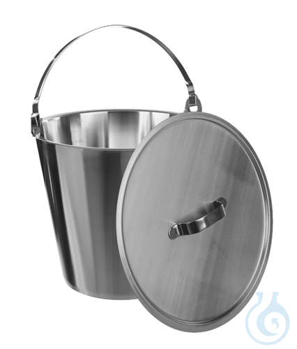 Bucket 18/10 steel, graduated, w., handle, 15 l