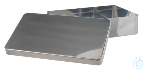 Instruments tray w. lid, 18/10 steel, 180x90x30mm