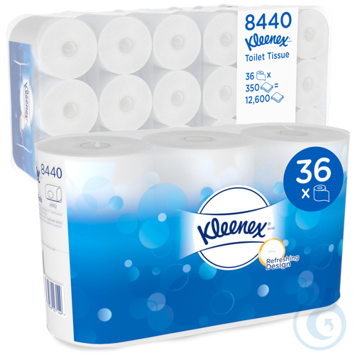Kleenex® Toilettenpapier - Standard / Weiß Lagen: 3 Größe: 12,00 cm x 9,30 cm